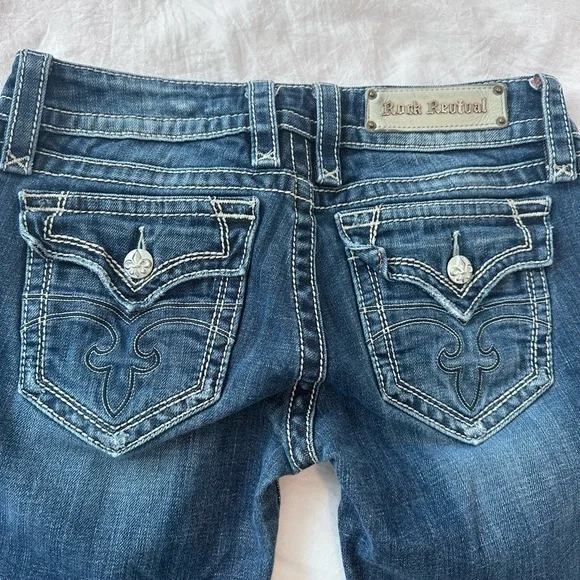 Rock Revival Blue Straight Leg Jeans Classic Style - Picture 6 of 6